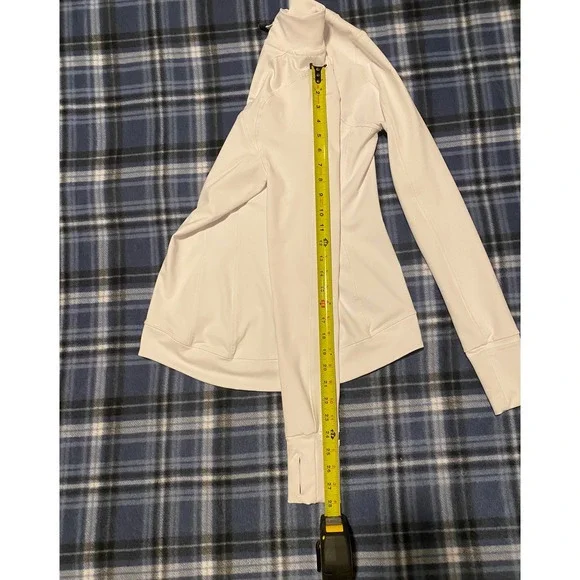 Kyodan Womens White Full Zip Athletic Jacket Thumbholes Mock Neck Yoga Gym Small - Picture 8 of 8
